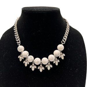 Adornable U Silver White Marble Rhinestone Reversible Statement Classic …
